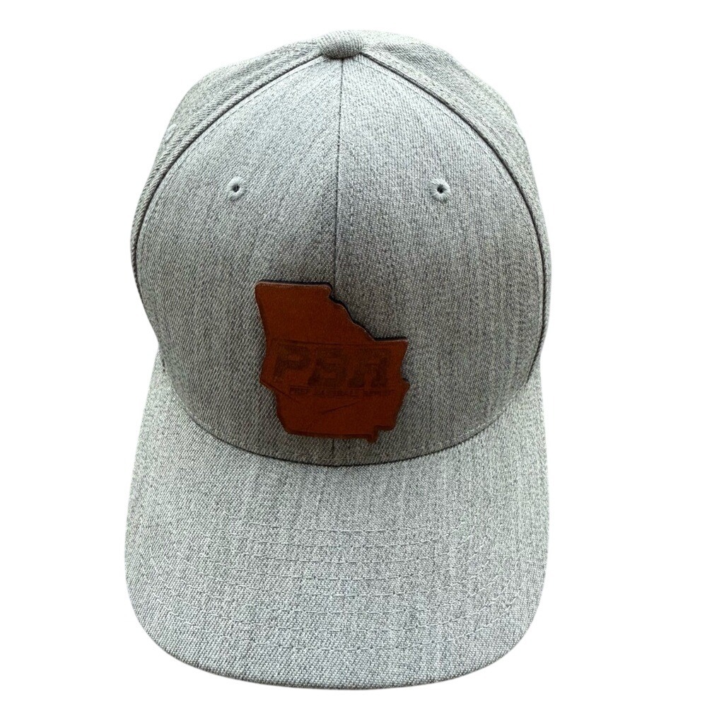 Branded Bills PBR Georgia Leather Patch Hat L-XL Gray Flexfit Style 400